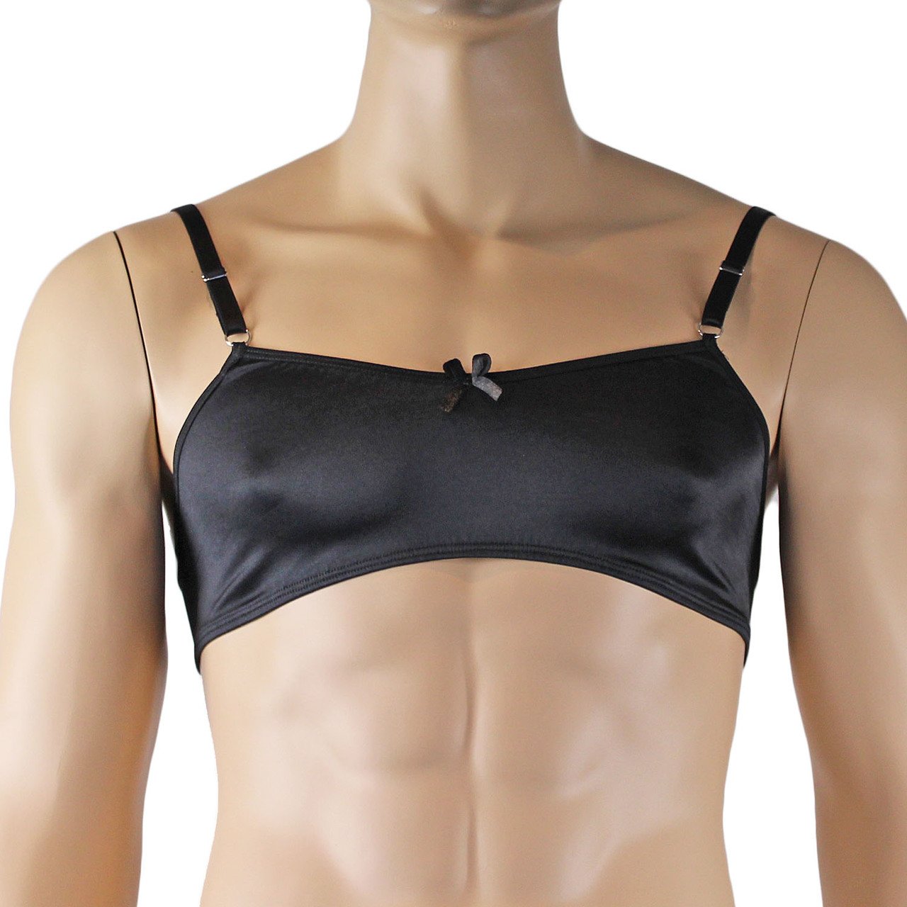 Mens Jenny Shiny Spandex Bra Top with Adjustable Straps Black or White