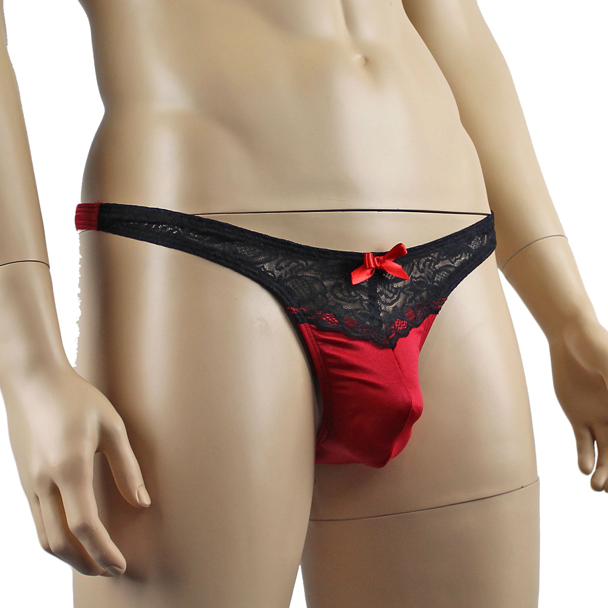 Mens Joanne Underwear Lacey Lovelies Thong Red and Black Lace