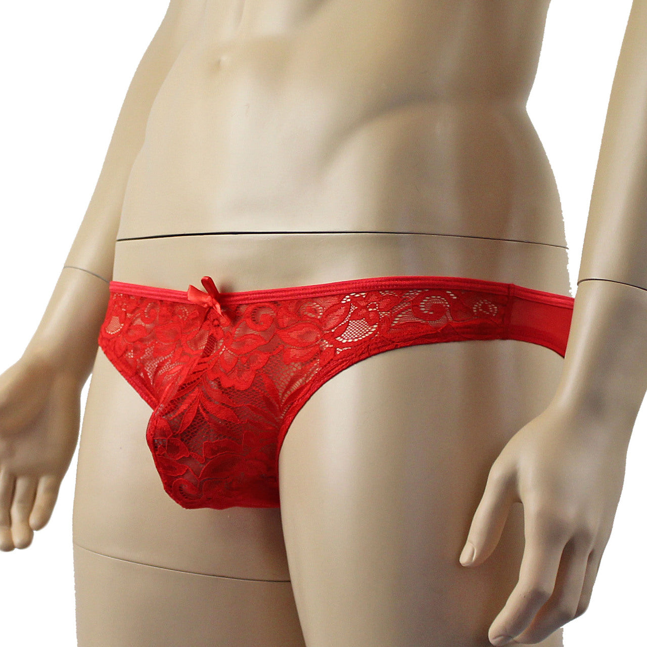 Mens Kristy Lace OPEN BACK Capri Brief, Male Panties (red plus other colours)