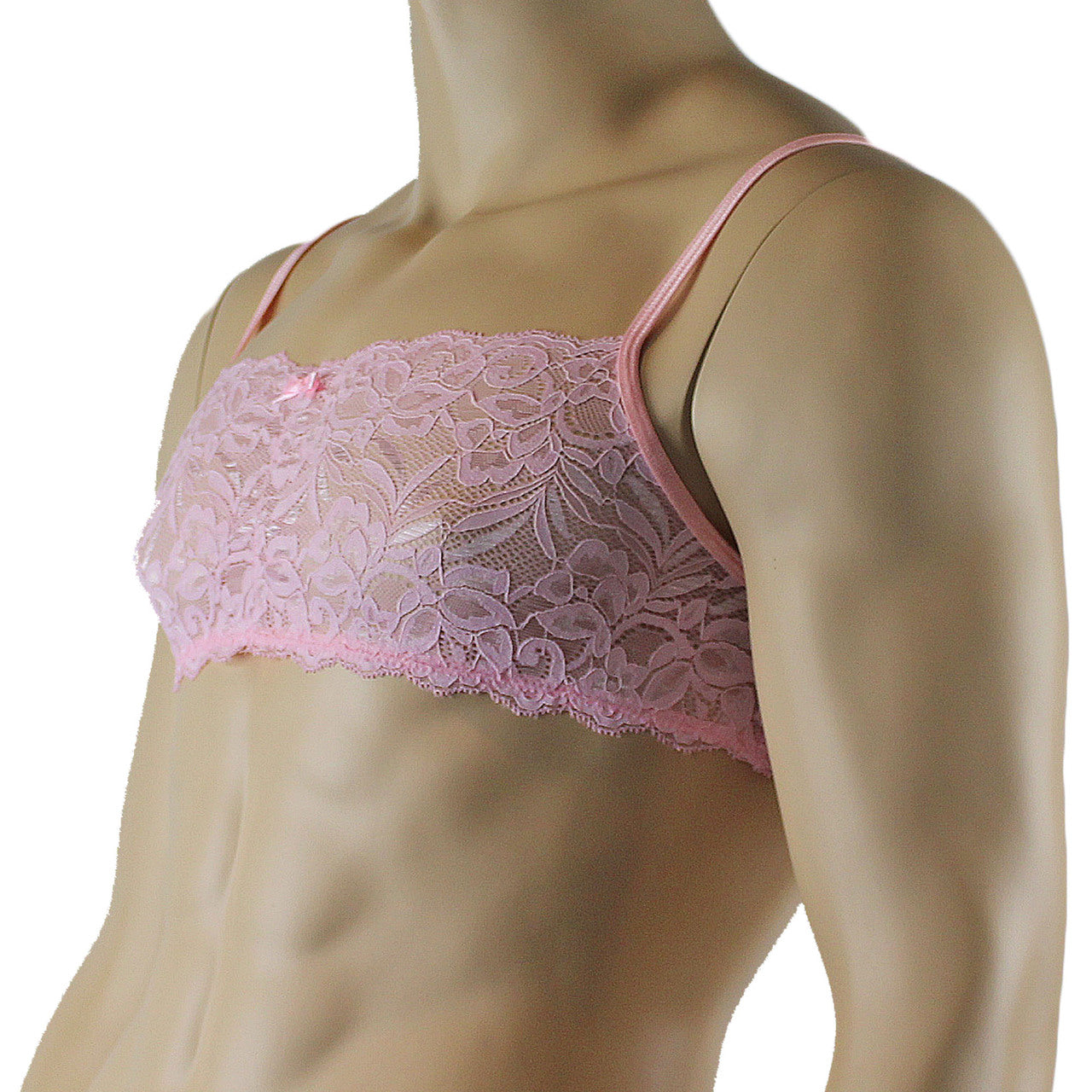 Mens Kristy Lingerie Lace Bra Top BR04 with thin Straps Light Pink