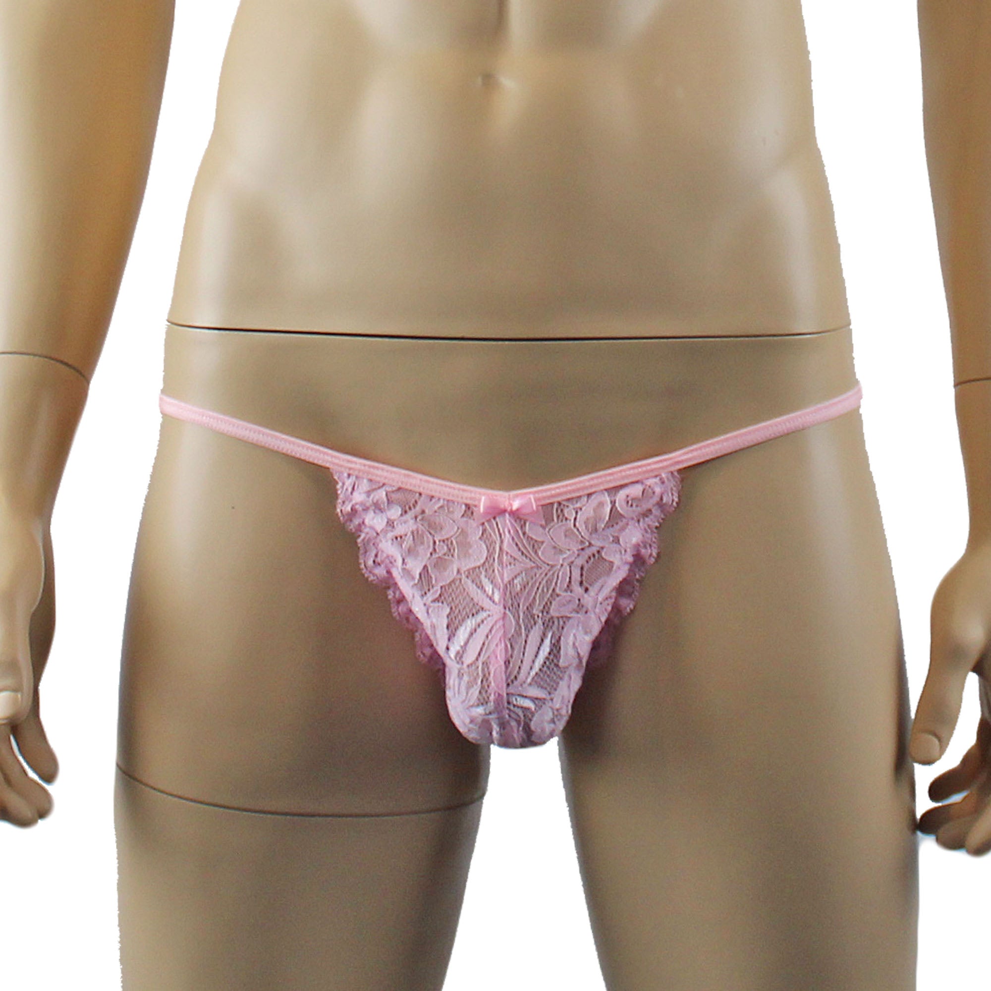 Mens Kristy Lingerie Lace Bra Top BR04 and Lace Panty Light Pink