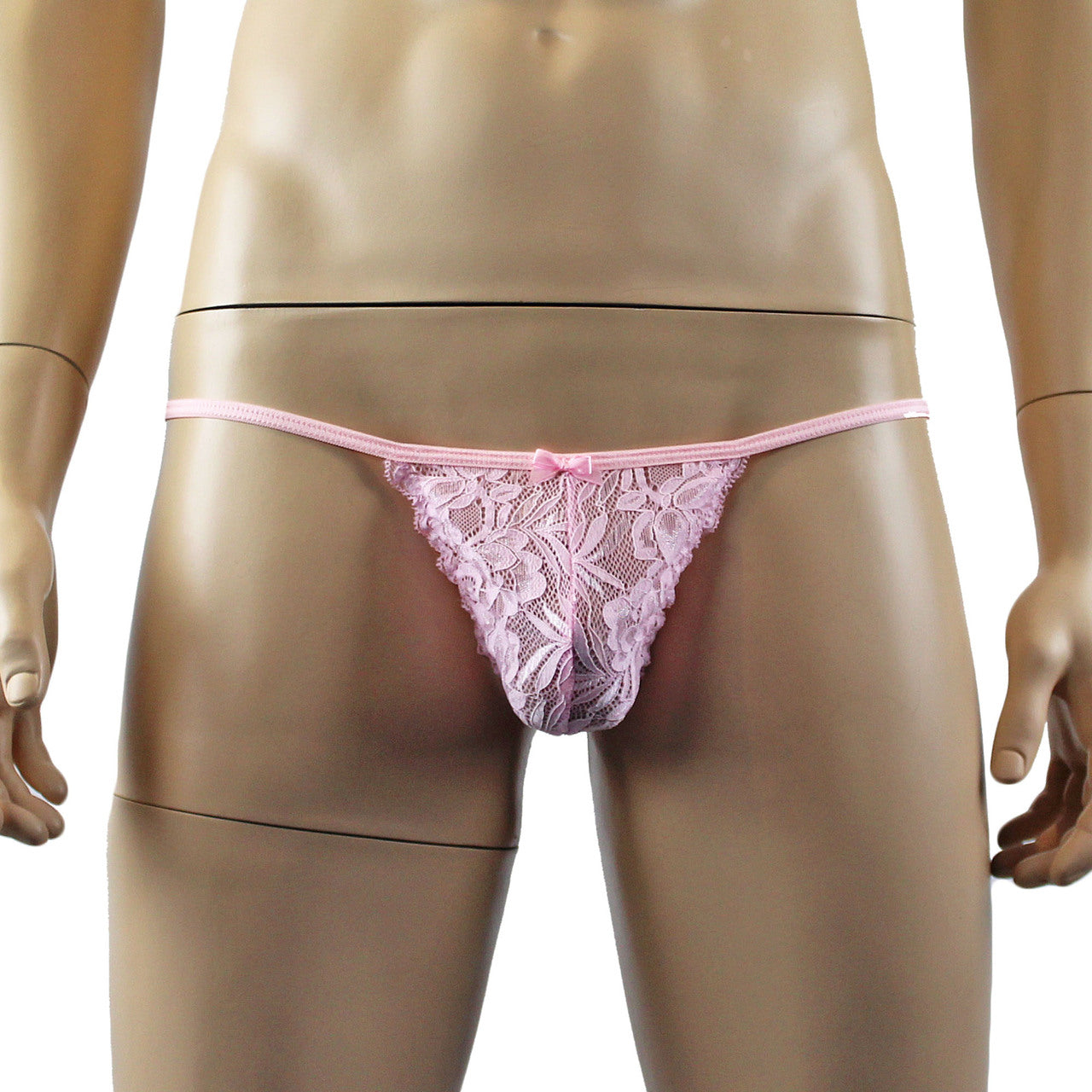 Mens Kristy Lingerie Lace Bra Top BR04 and Pouch G string Light Pink