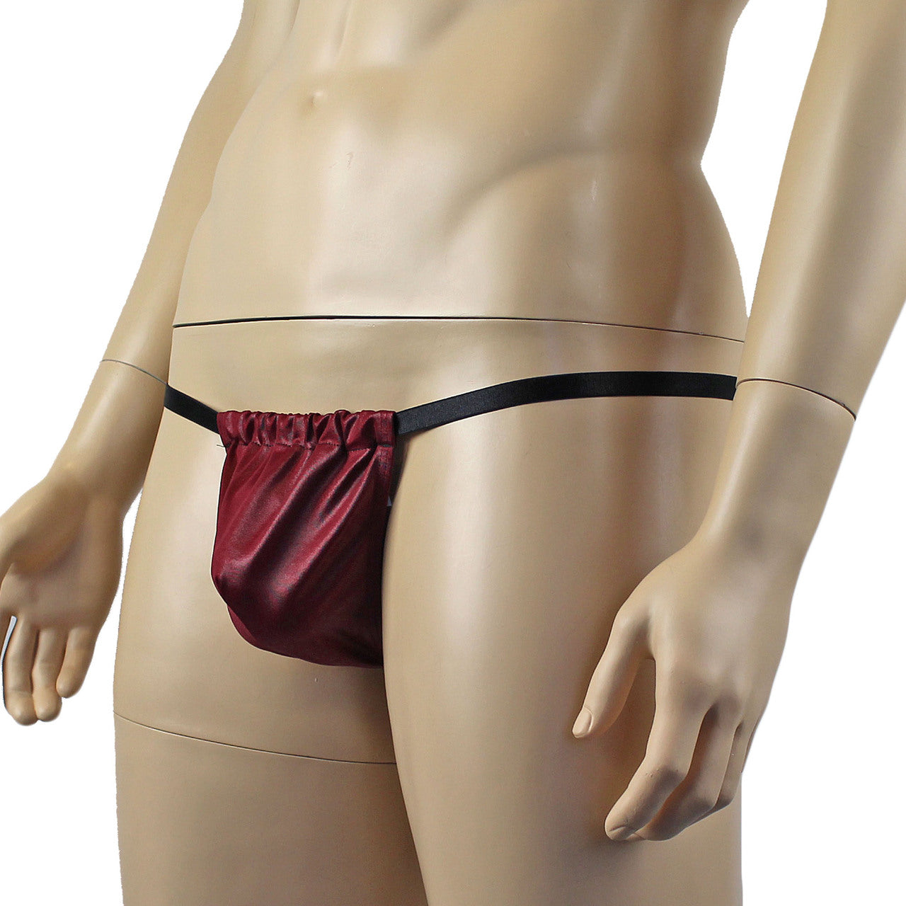 Male Oil Wetlook Pouch G string Burgundy