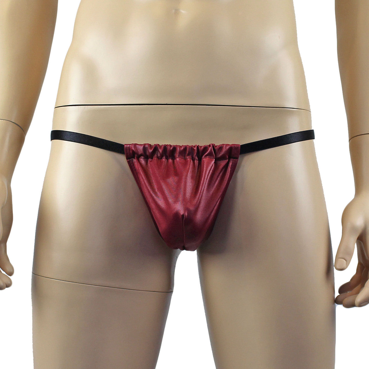 Male Oil Wetlook Pouch G string Burgundy