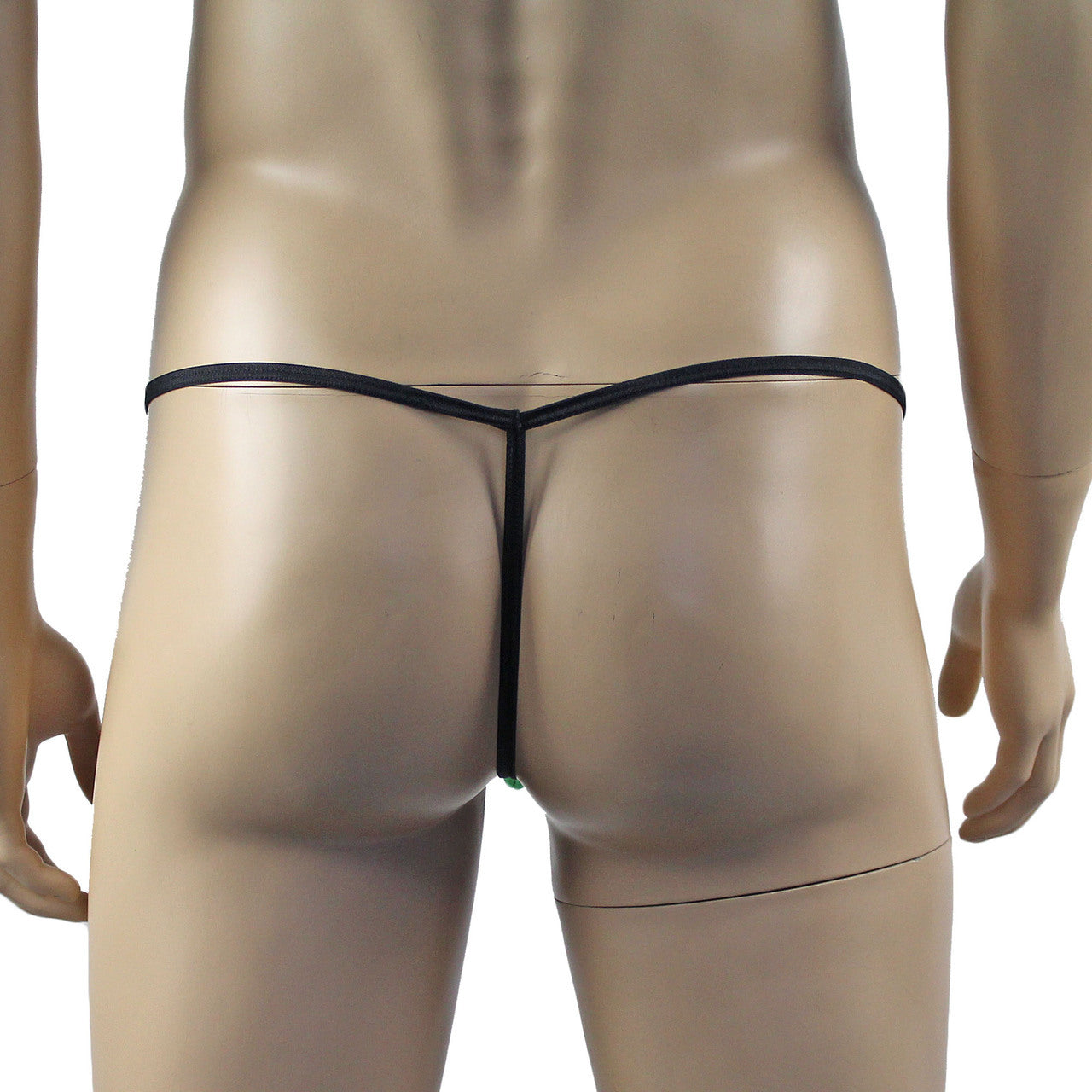 Mens Risque Stretch Satin Pouch G string with Bow Green