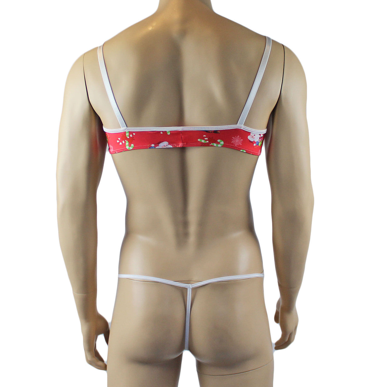 Mens Christmas Santa Bra Top & Pouch G string Lingerie