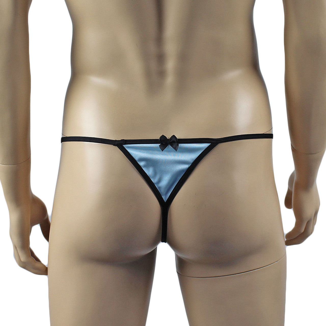 Mens Twinkle Lingerie Pouch G string with Triangle Back & Bow Light Blue