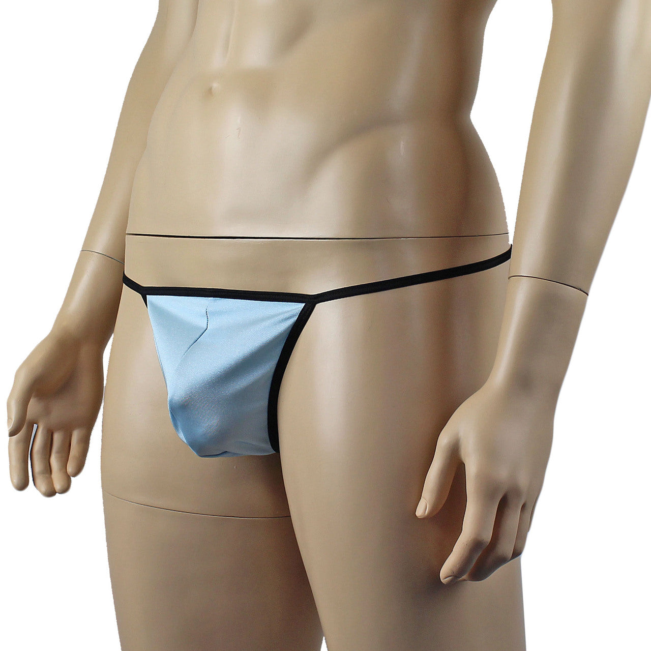 Mens Twinkle Lingerie Pouch G string with Triangle Back & Bow Light Blue