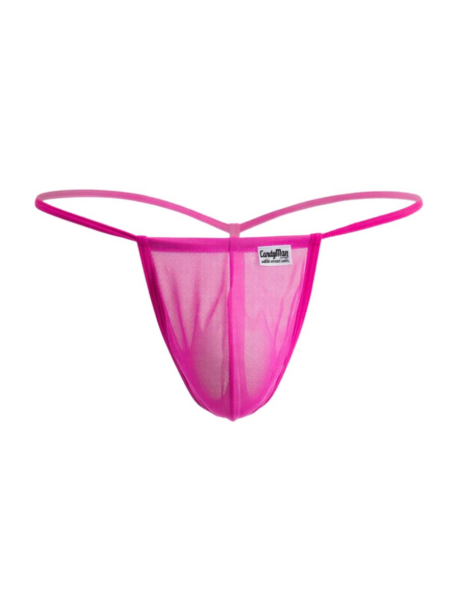 CandyMan 9586 Mens Sexy G-string Thong Magenta Mesh