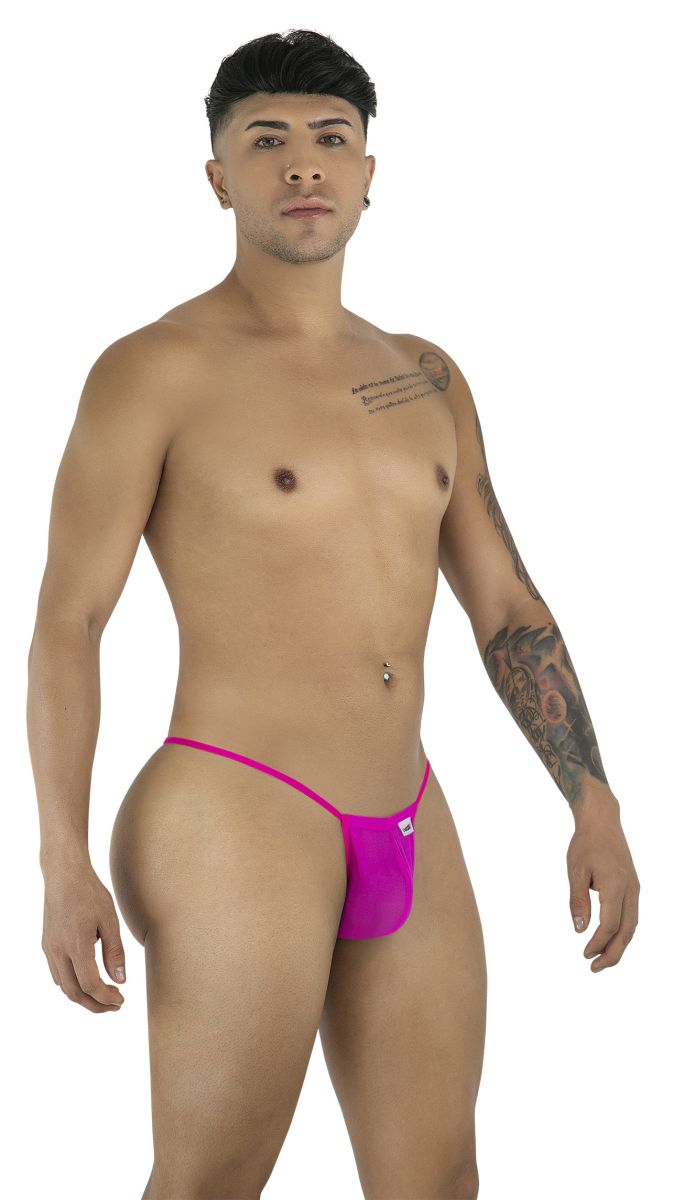 CandyMan 9586 Mens Sexy G-string Thong Magenta Mesh