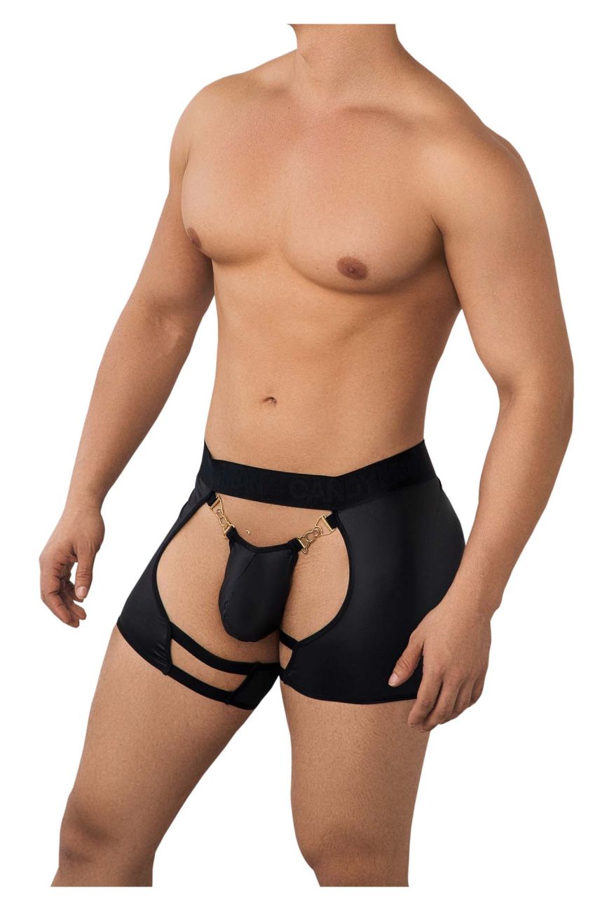 CandyMan 99637 Mens Statement Chaps Thongs with Chains Black