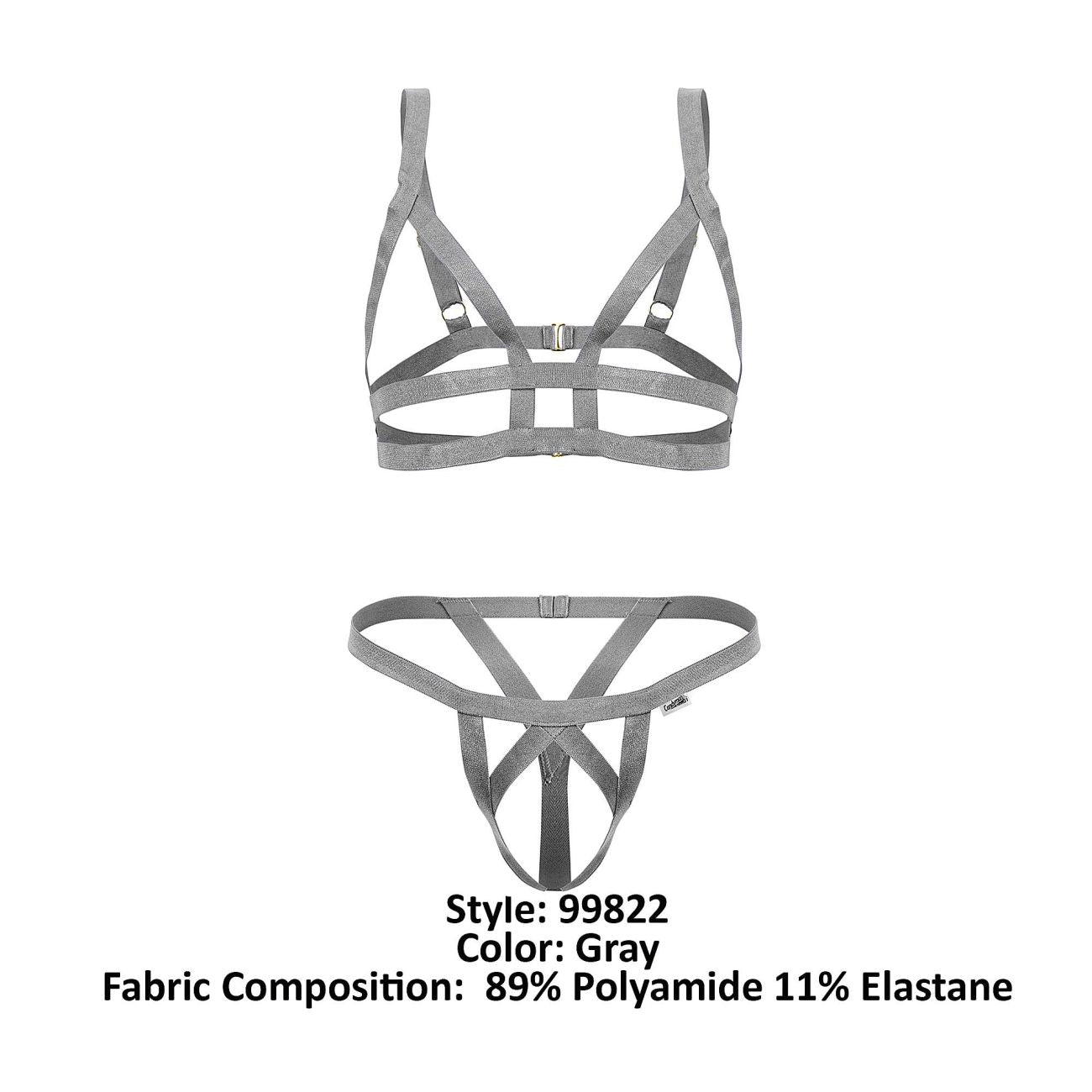 CandyMan 99822 Two Piece Lingerie Outfit Gray