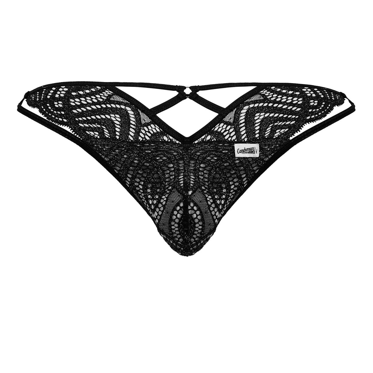 CandyMan 99829 Mens Lace Thongs Black