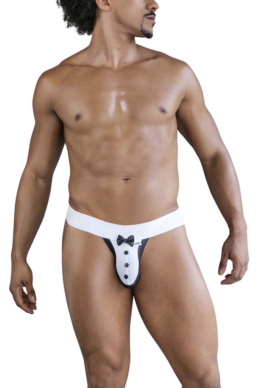 CandyMan 99846 Mens Costume Tuxedo Thongs Black & White