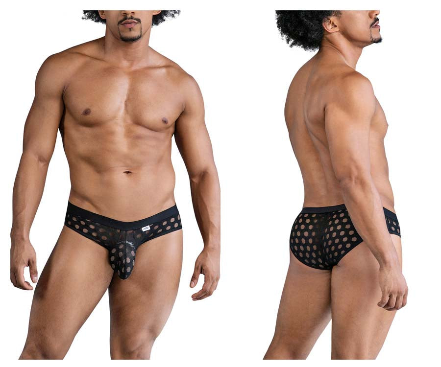 CandyMan 99855 Mens Sheer Polka Mesh Briefs Black