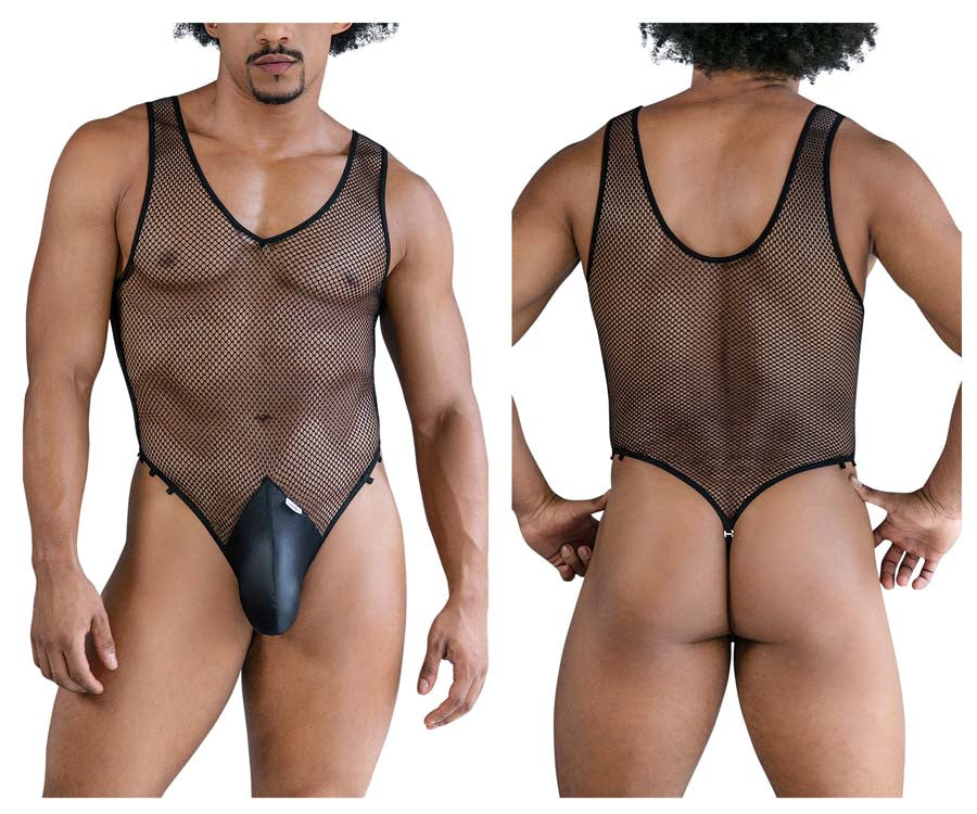 CandyMan 99858 Mens See-through Fishnet Bodysuit Black