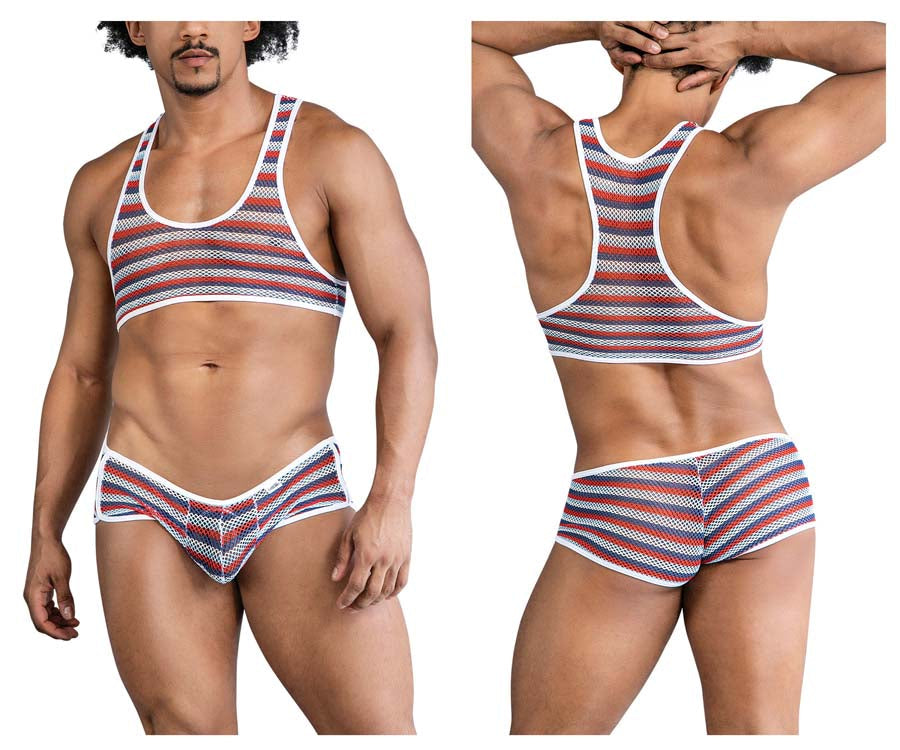 CandyMan 99859  Mens Sexy Two Piece Outfit Stripes