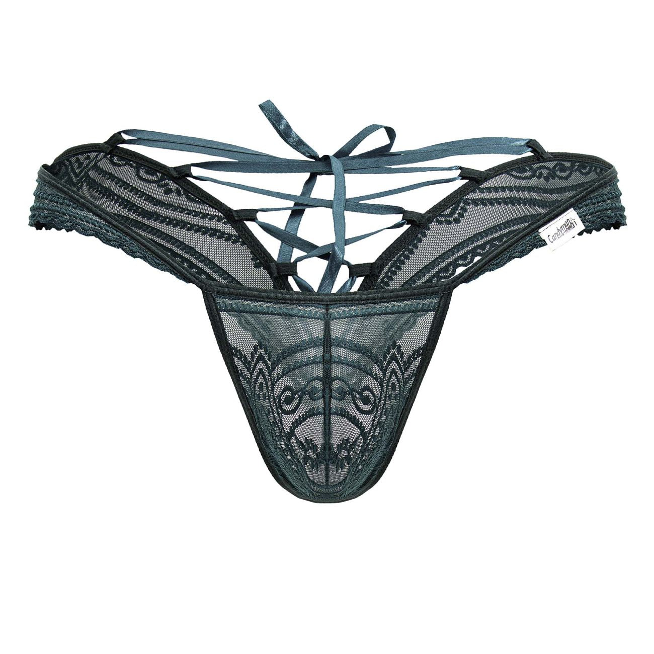 CandyMan 99861 Mens Sexy Lace Thong Panty Green