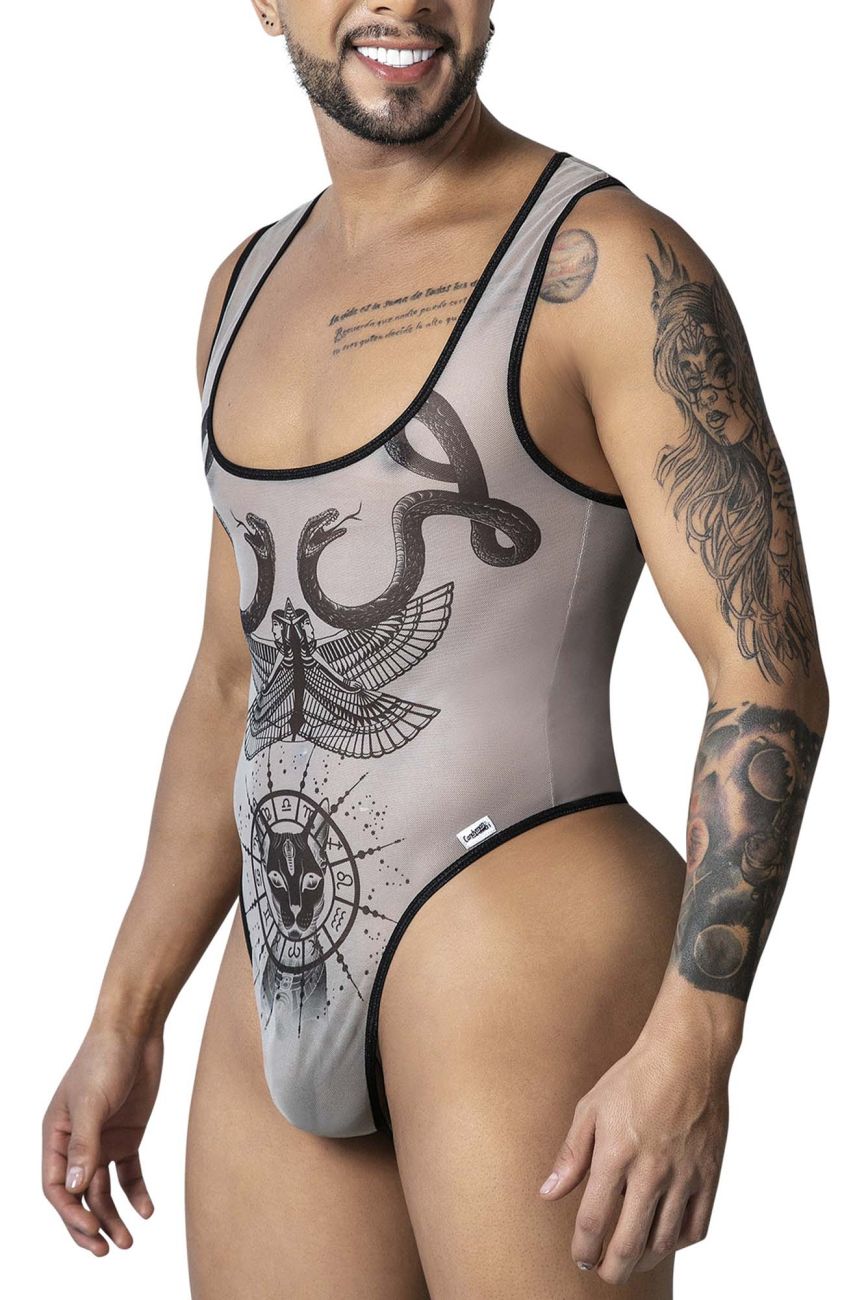 CandyMan 99869 Egyptian Mens Bodysuit Nude-Black