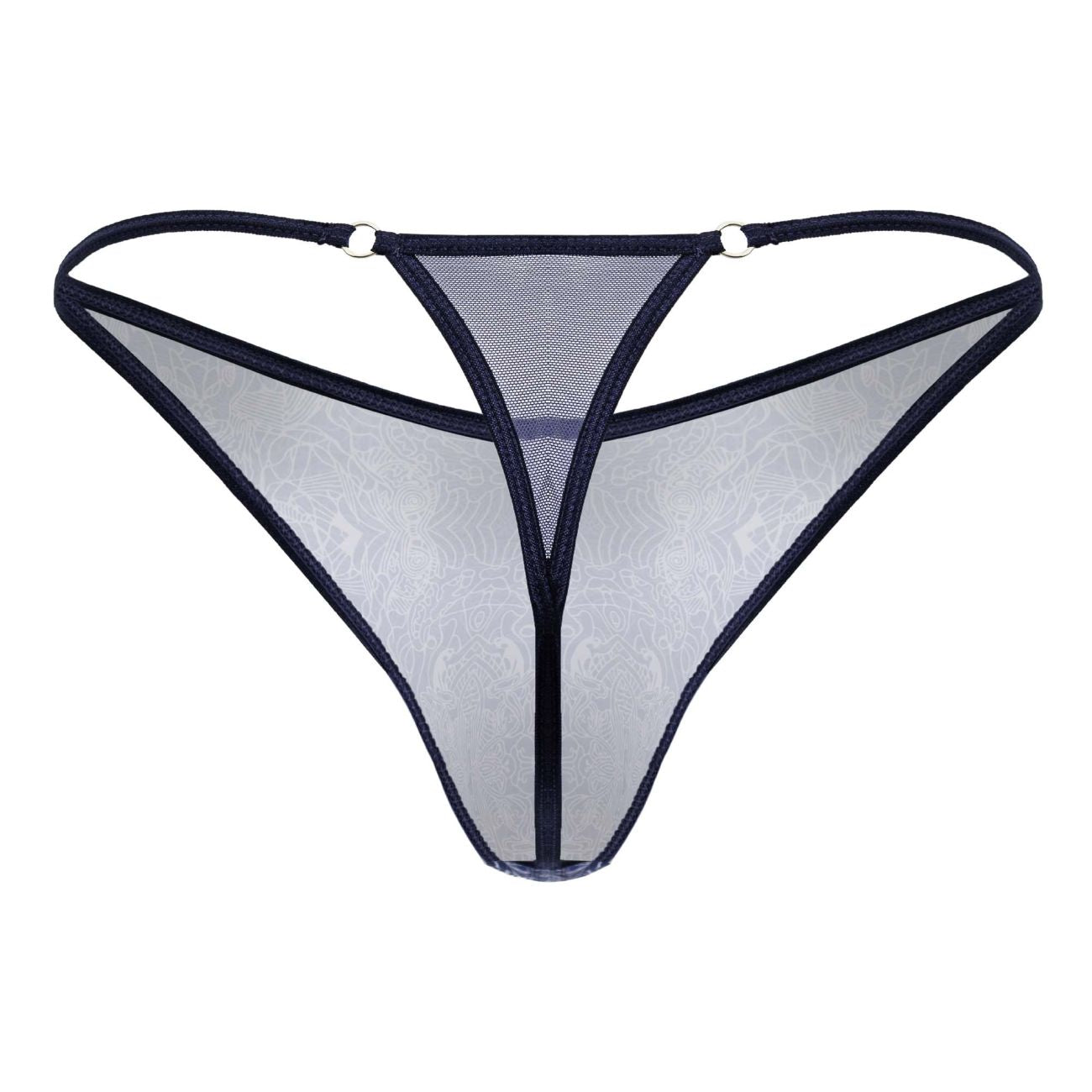 CandyMan 99875 Mens Water Print Breathable Mesh Thongs Plus Sizes Blue-White