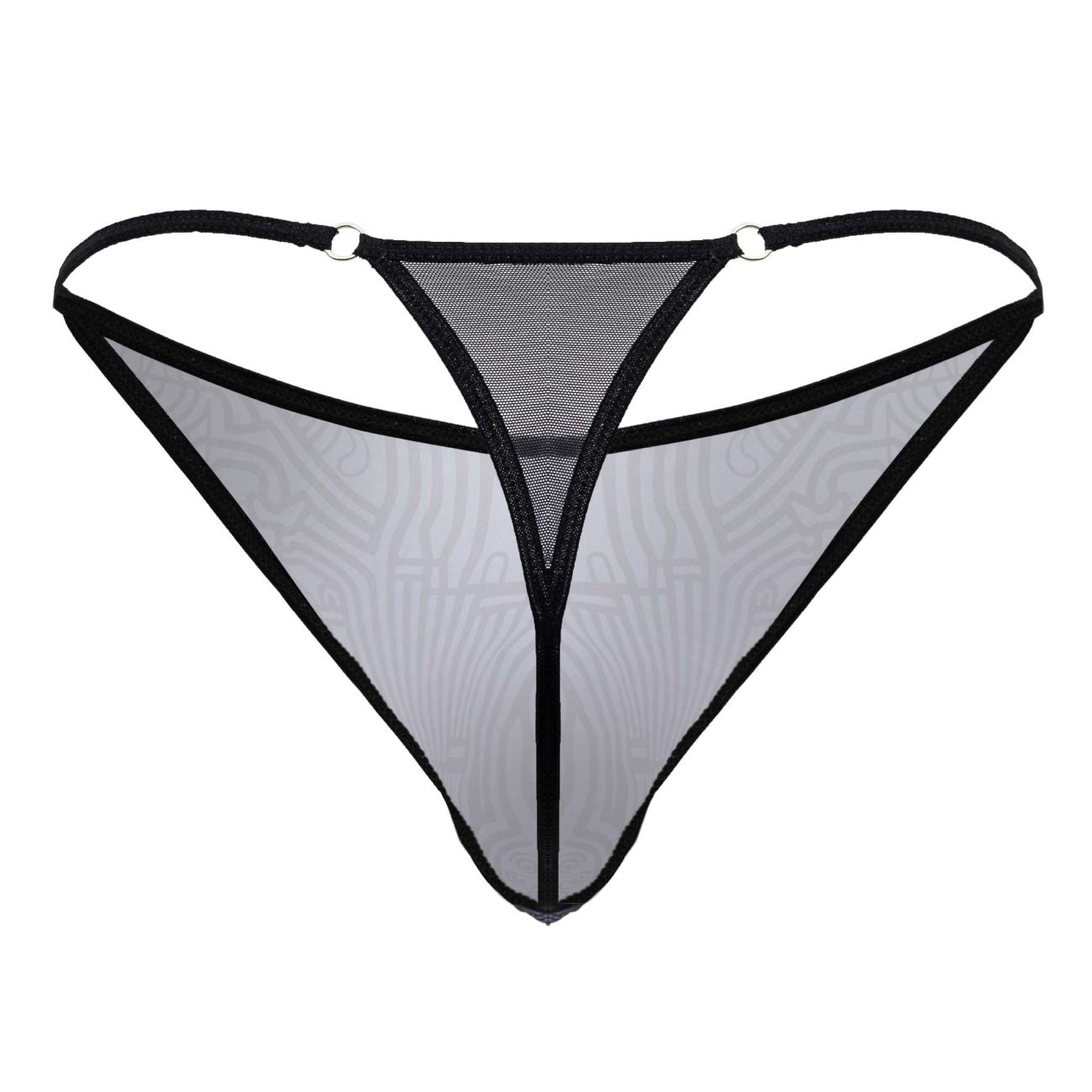 CandyMan 99875 Mens Breathable Mesh Thongs Plus Sizes Gray-Black