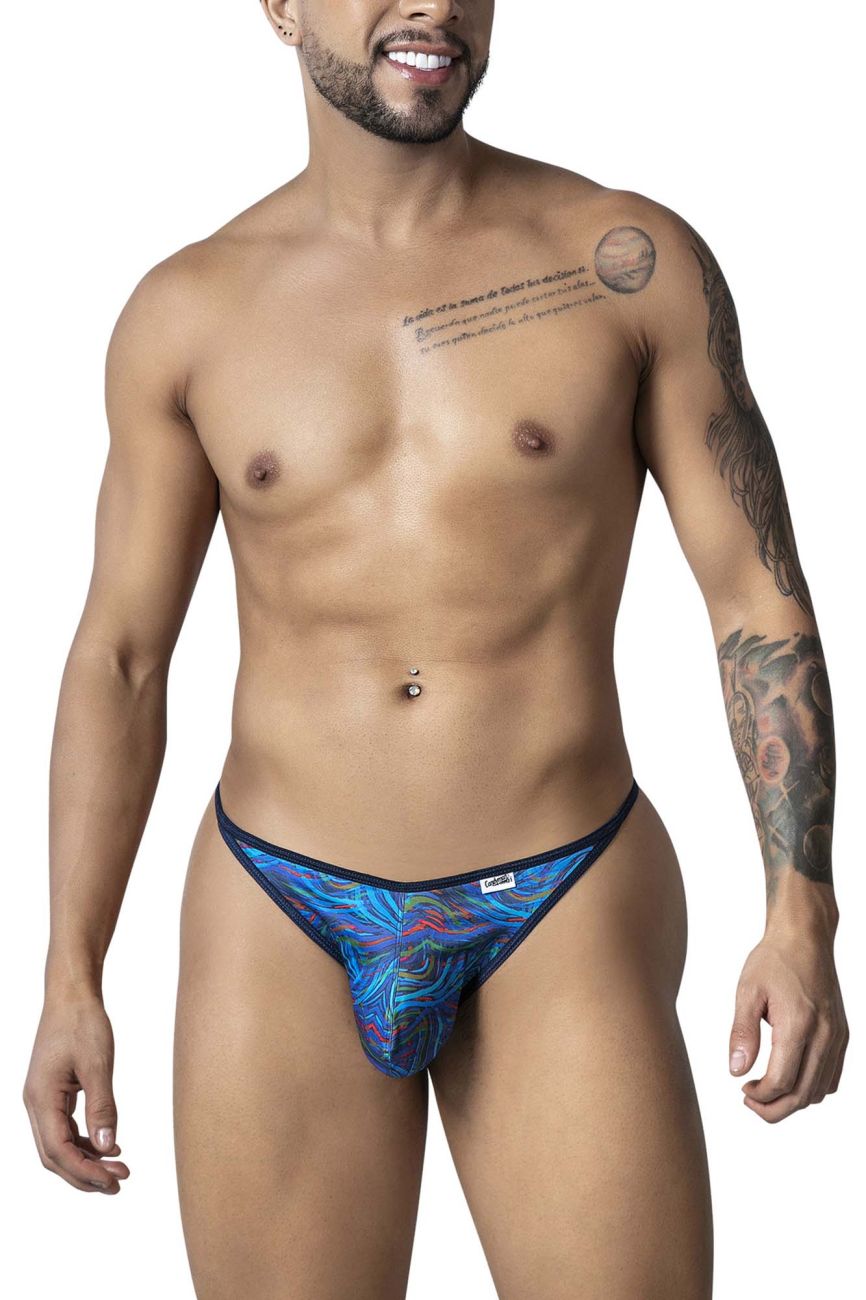 CandyMan 99875 Mens Seawater Breathable Mesh Thongs Plus Sizes Multicolor Print