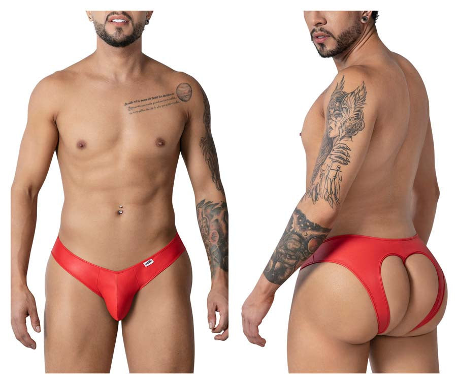 CandyMan 99908 Mens Heart Cut Out Back Briefs Red