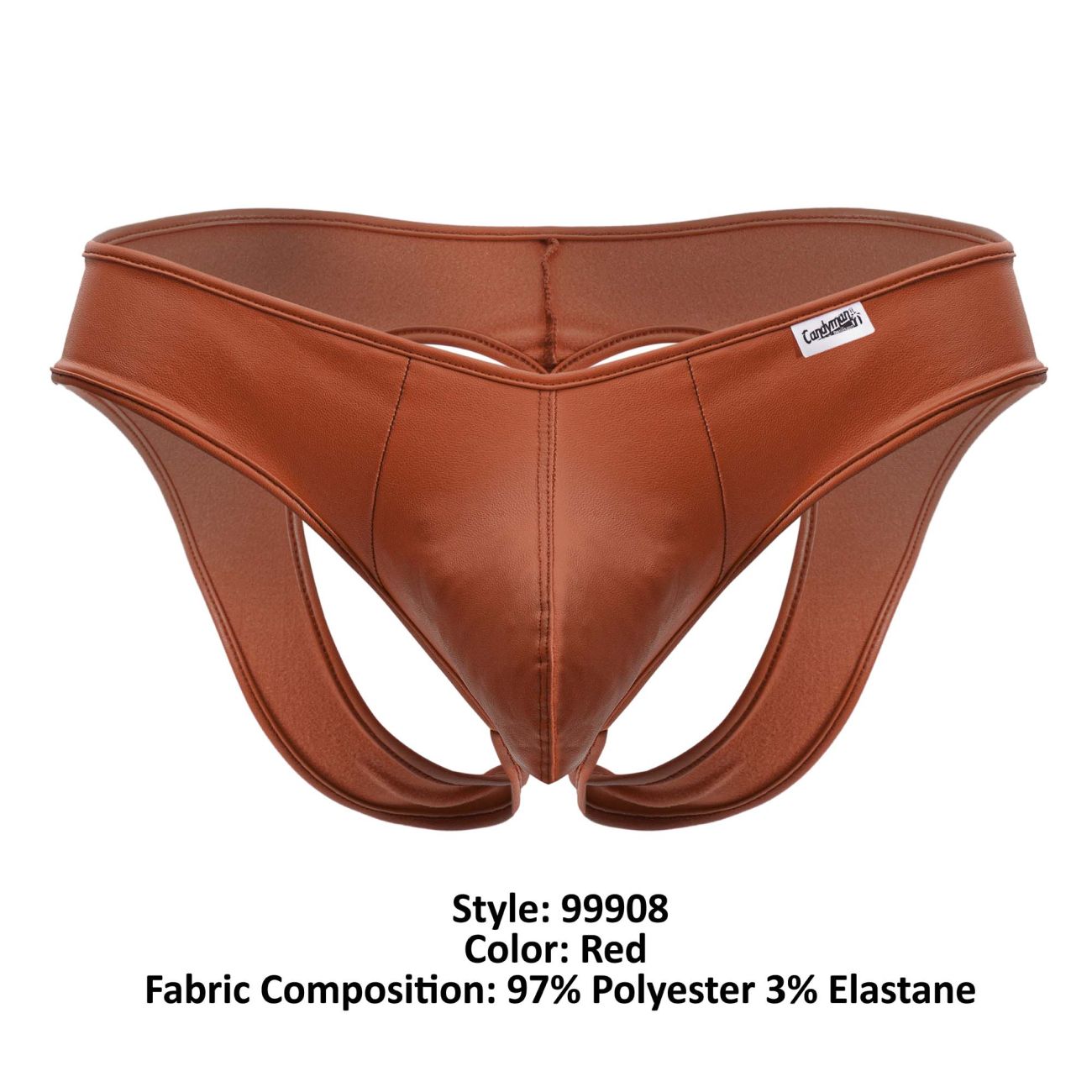 CandyMan 99908 Mens Heart Cut Out Back Briefs Red