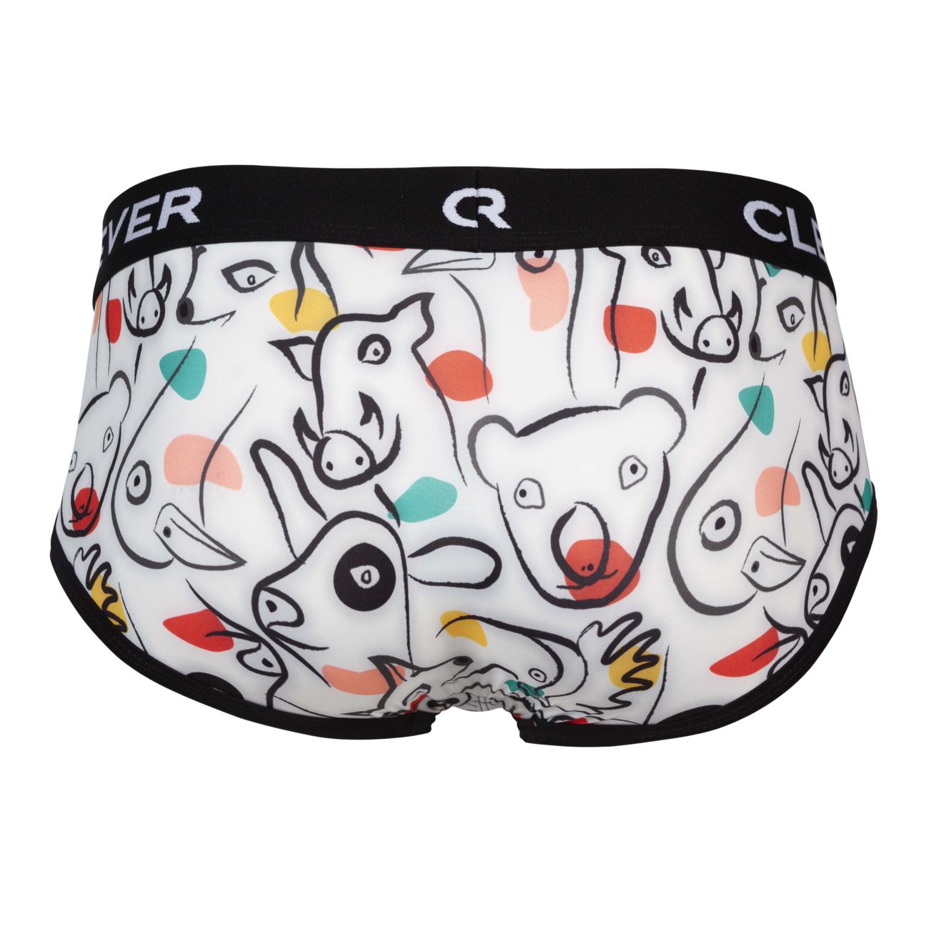 Clever 1726 Mens Grange Artistic Animal Print Briefs White
