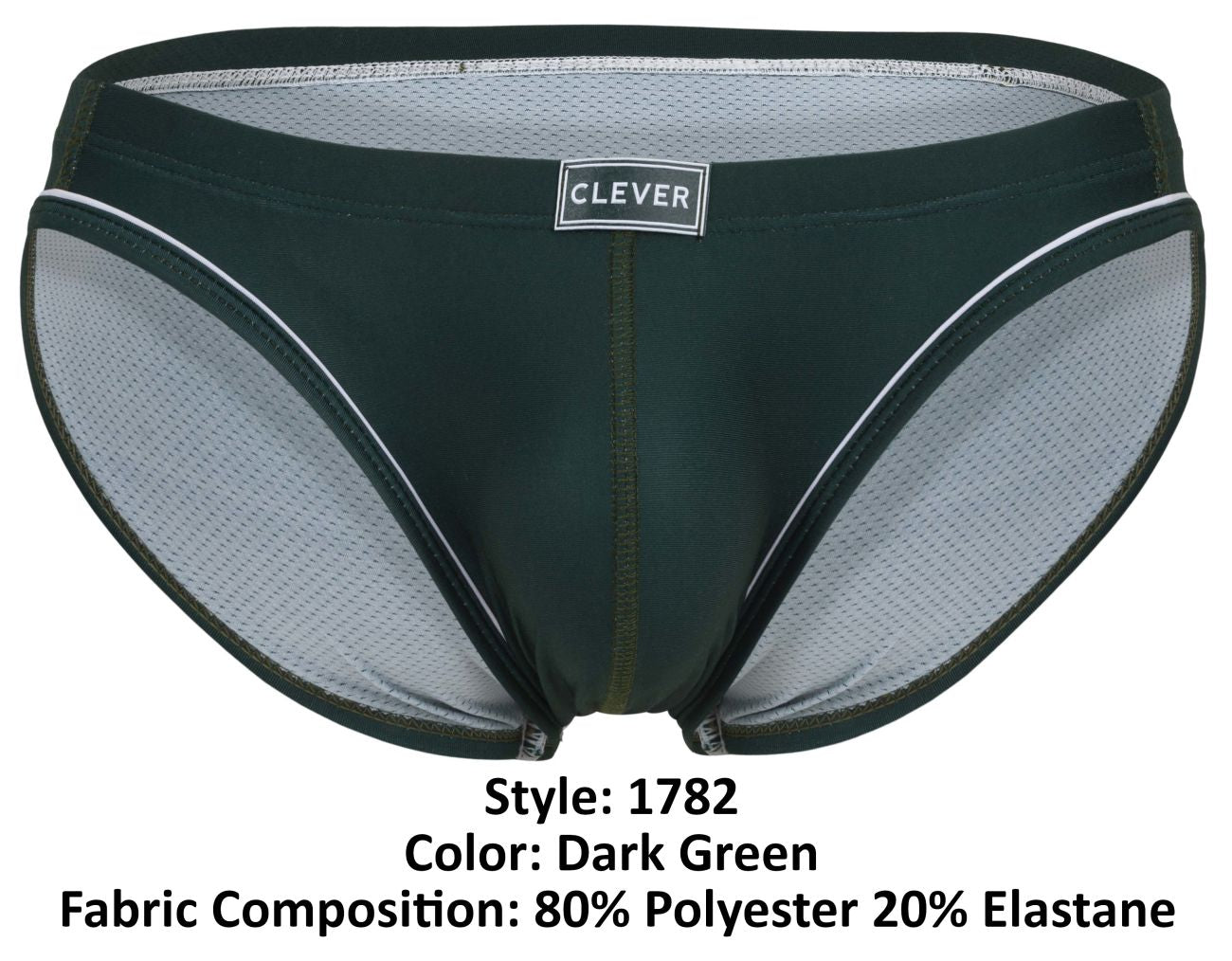 Clever 1782 Argovia Mens Piping Trim Briefs Dark Green