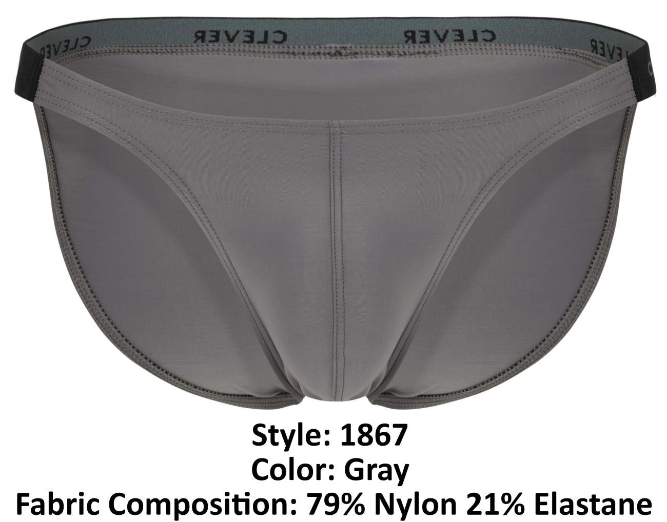 Clever 1867 Tokio Mens Sleek Bikini Brief Gray
