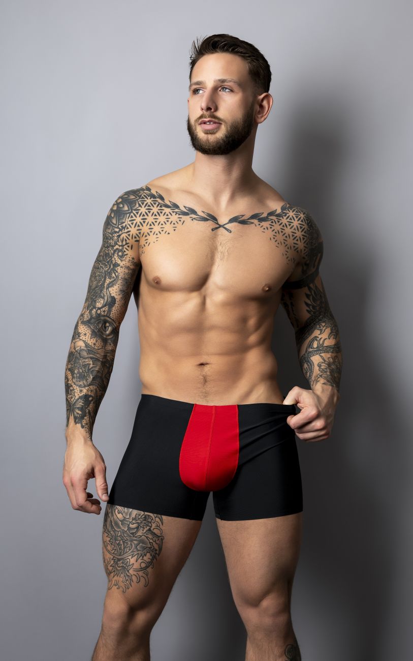Male Power 154-300 Mens Hot Mesh Pouch Short Black-Red