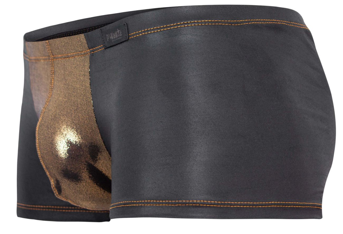 Pikante 2120 Glitters Mens Metallic Gold Front Trunks Black