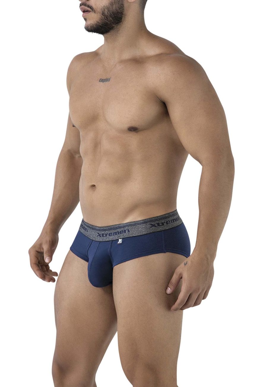 Xtremen 41315 Mens Cotton Blend Wide Side Briefs Navy