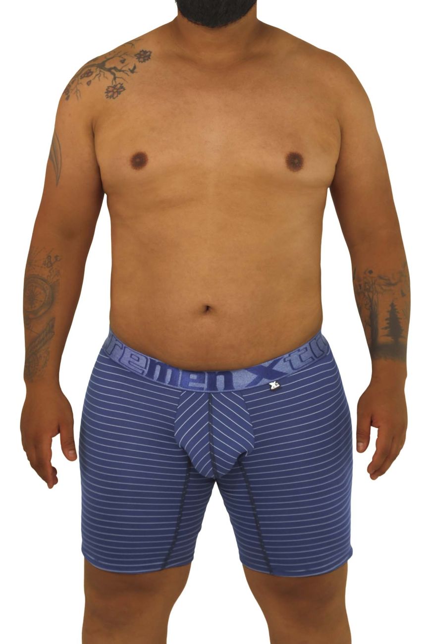Xtremen 70004 Striped Boxer Briefs Dark Blue Plus Sizes