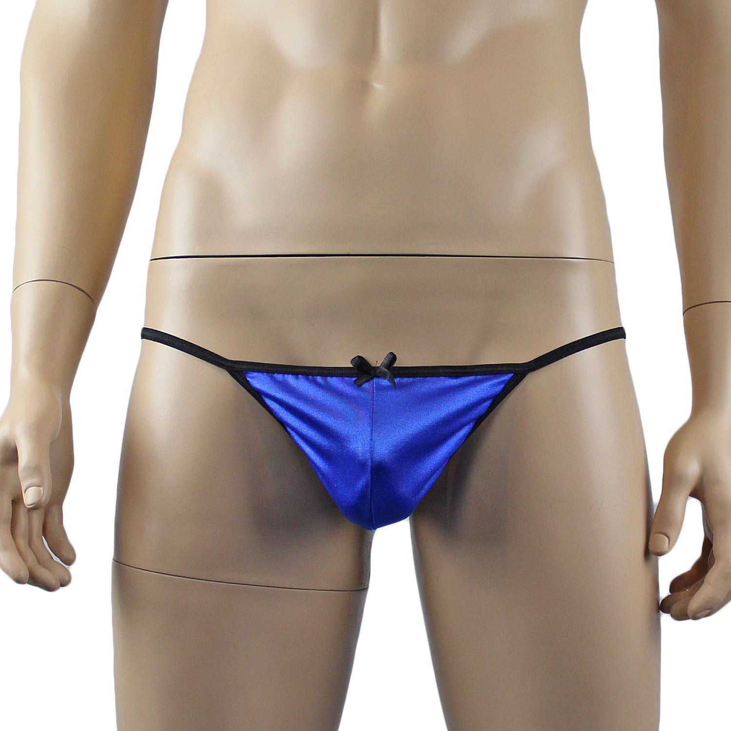 Mens Jenny Shiny Spandex Bra Top & G string Lingerie Blue