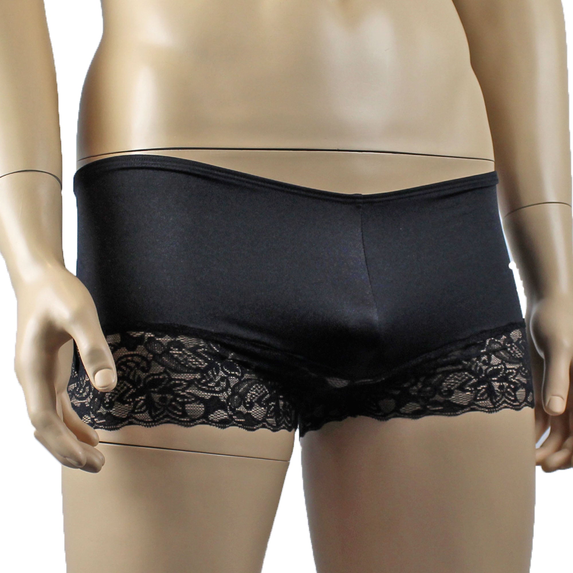 Male Romance Stretch Spandex Boxer Shorts Black or White