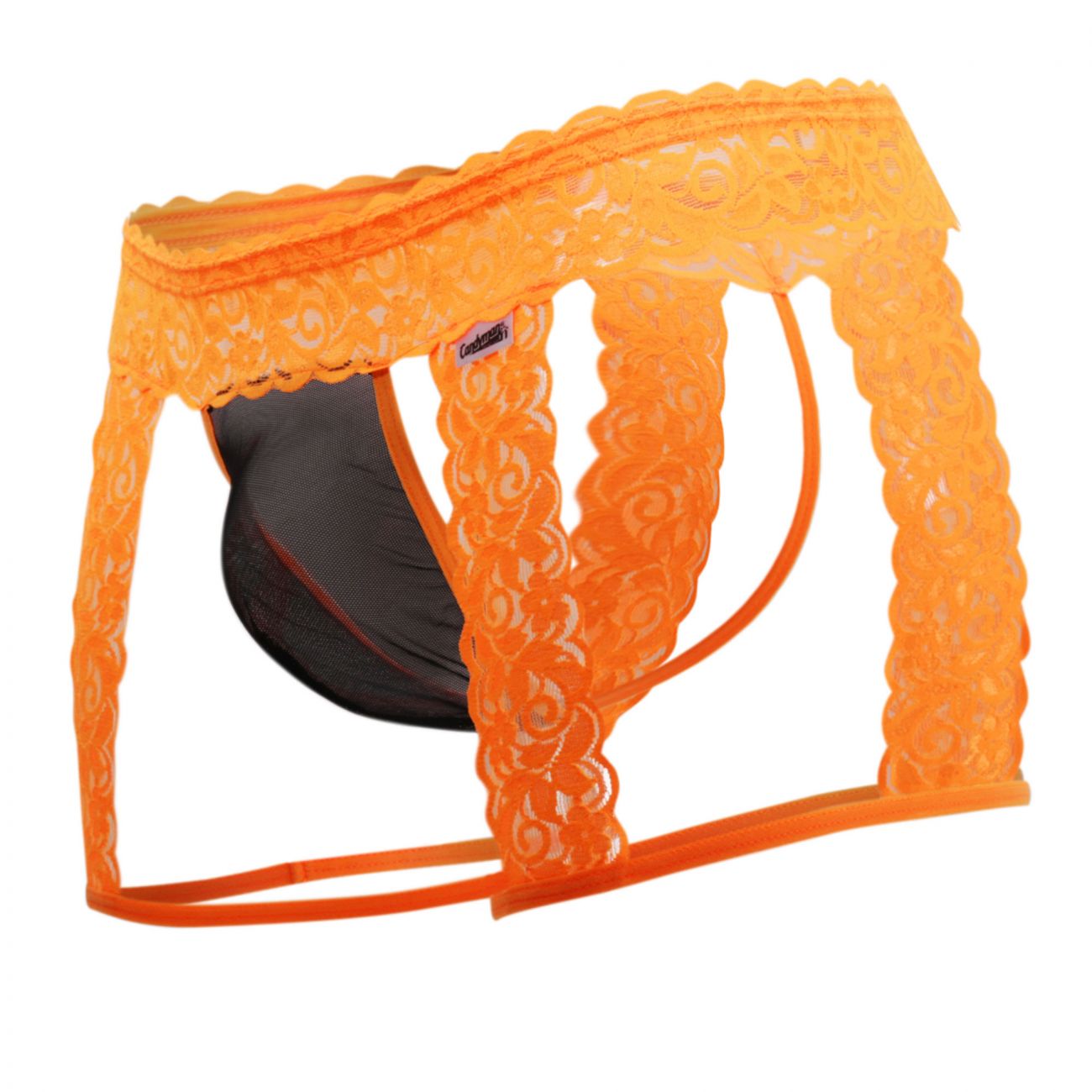 CandyMan 99369X Lace Thongs Hot Orange Plus Sizes