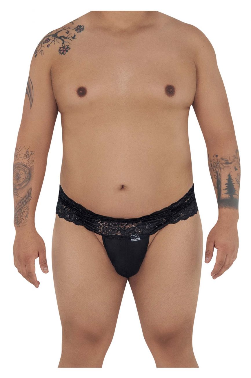 CandyMan 99595X Lace Thongs Black Plus Sizes