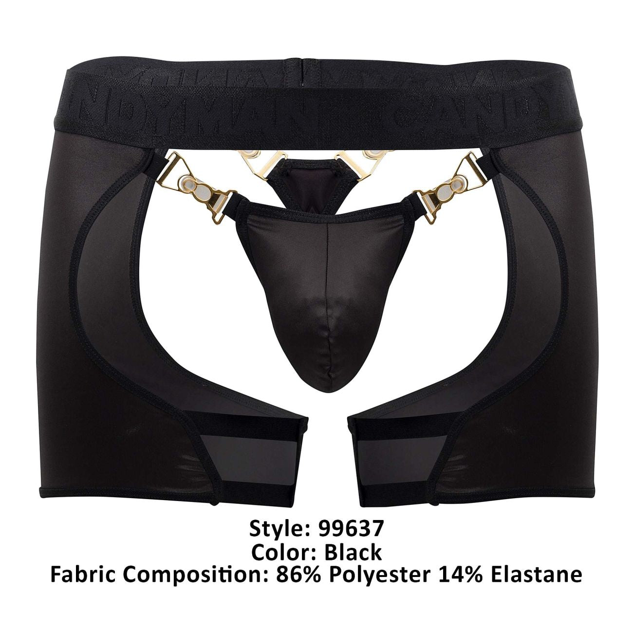 CandyMan 99637 Chaps Thongs Black