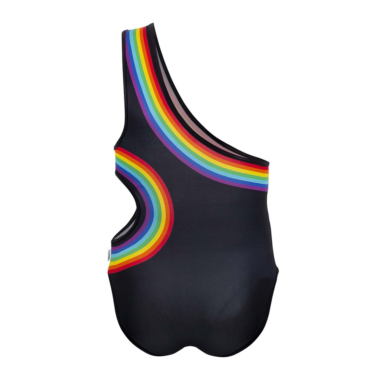 CandyMan 99702X Rainbow Bodysuit Black Plus Sizes