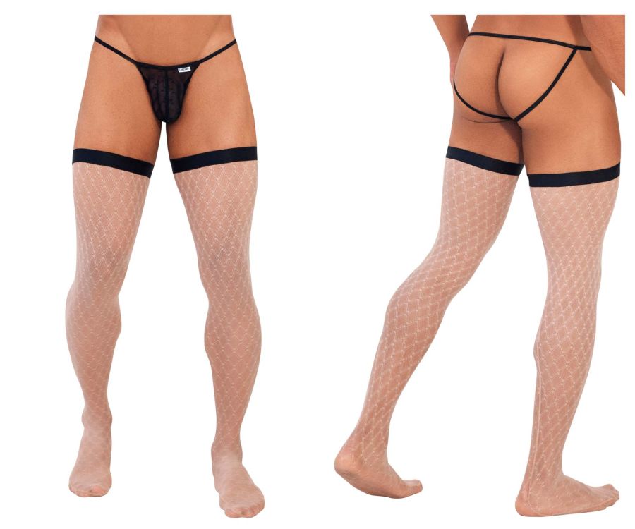 CandyMan 99735 Mesh Thigh Highs Black