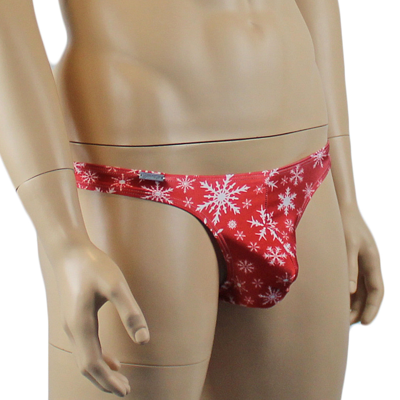 Mens Christmas Snowflake G string Thong Xmas Underwear Red and White