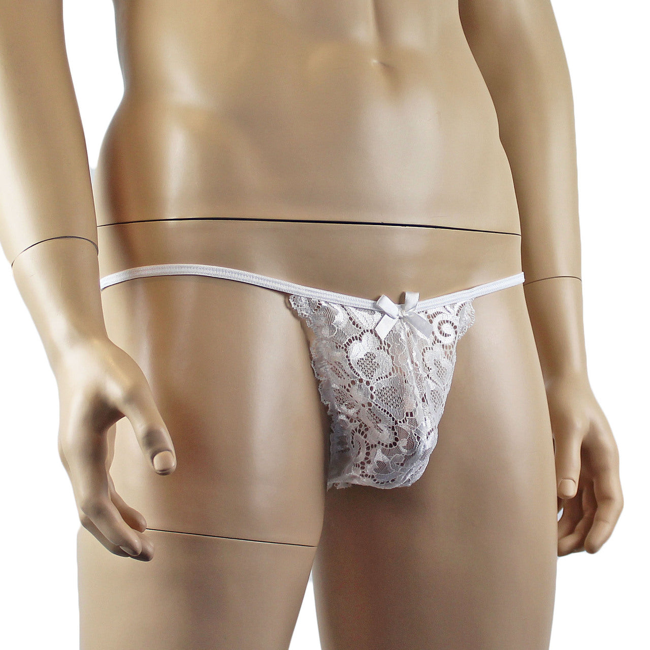 Mens Sweetheart Shiny Lace Bikini Brief Panty (white plus other colours)