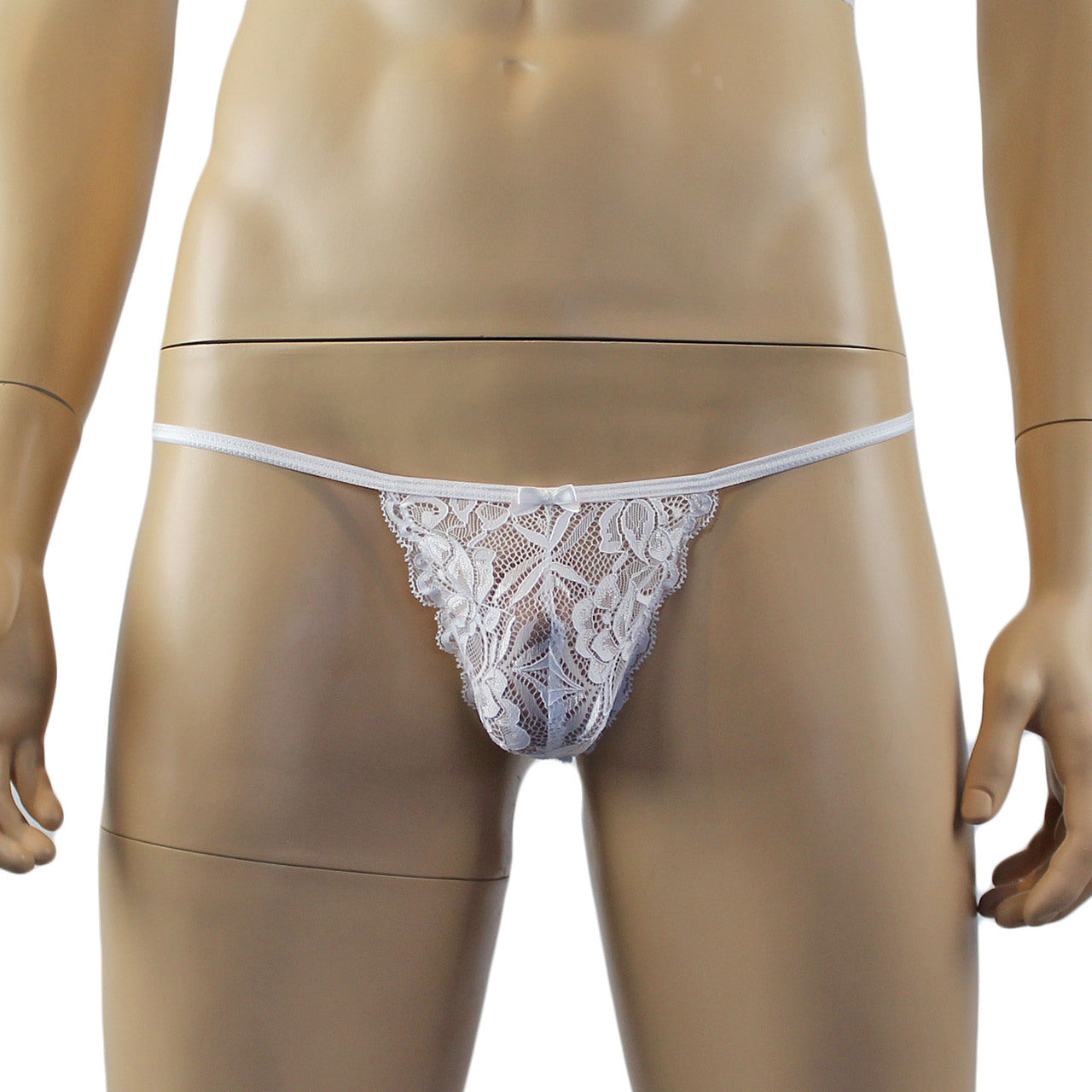 Mens Sexy Lace Camisole Top and  Pouch G string (white plus other colours)