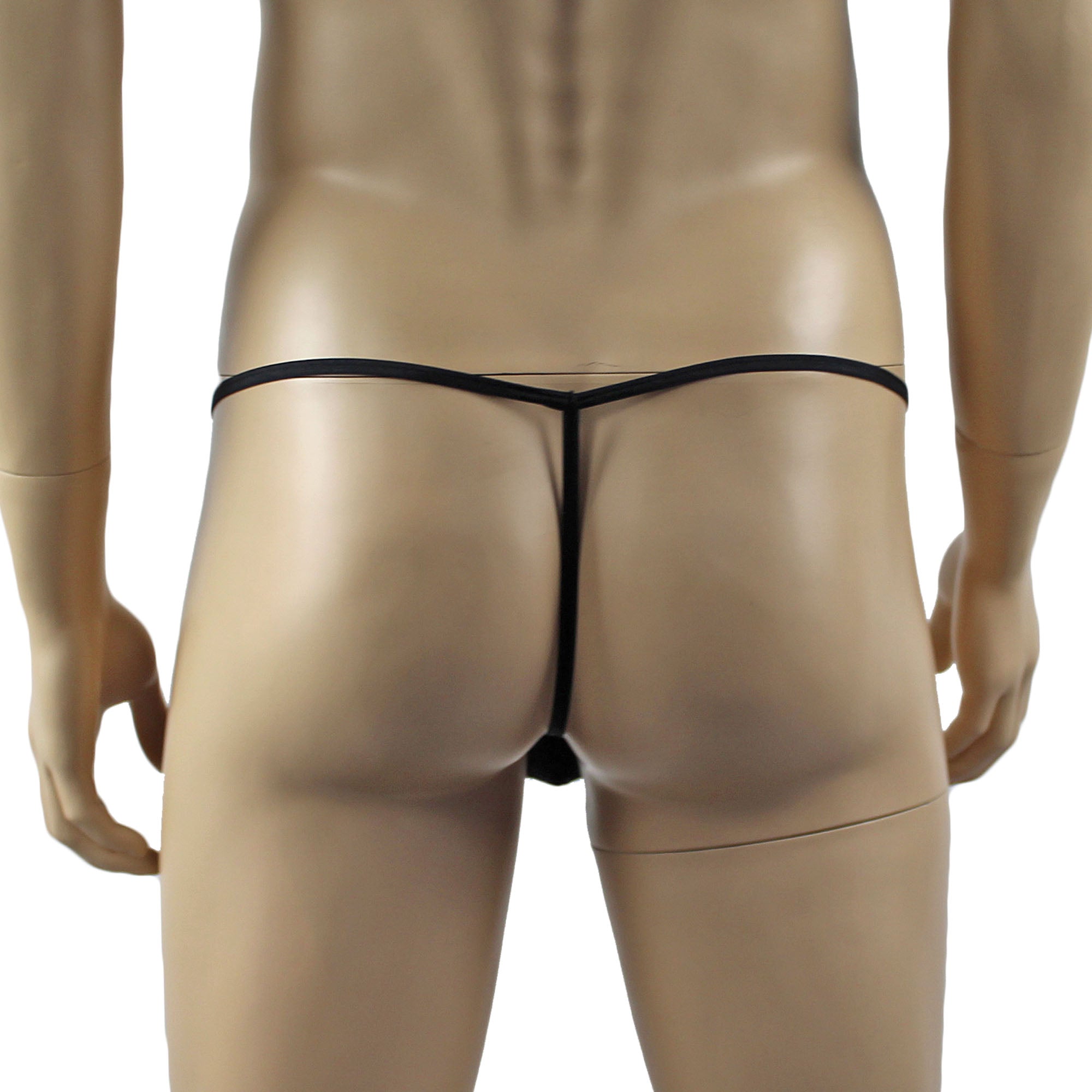 Mens Big Bow Mini Pouch G string Bow Blue