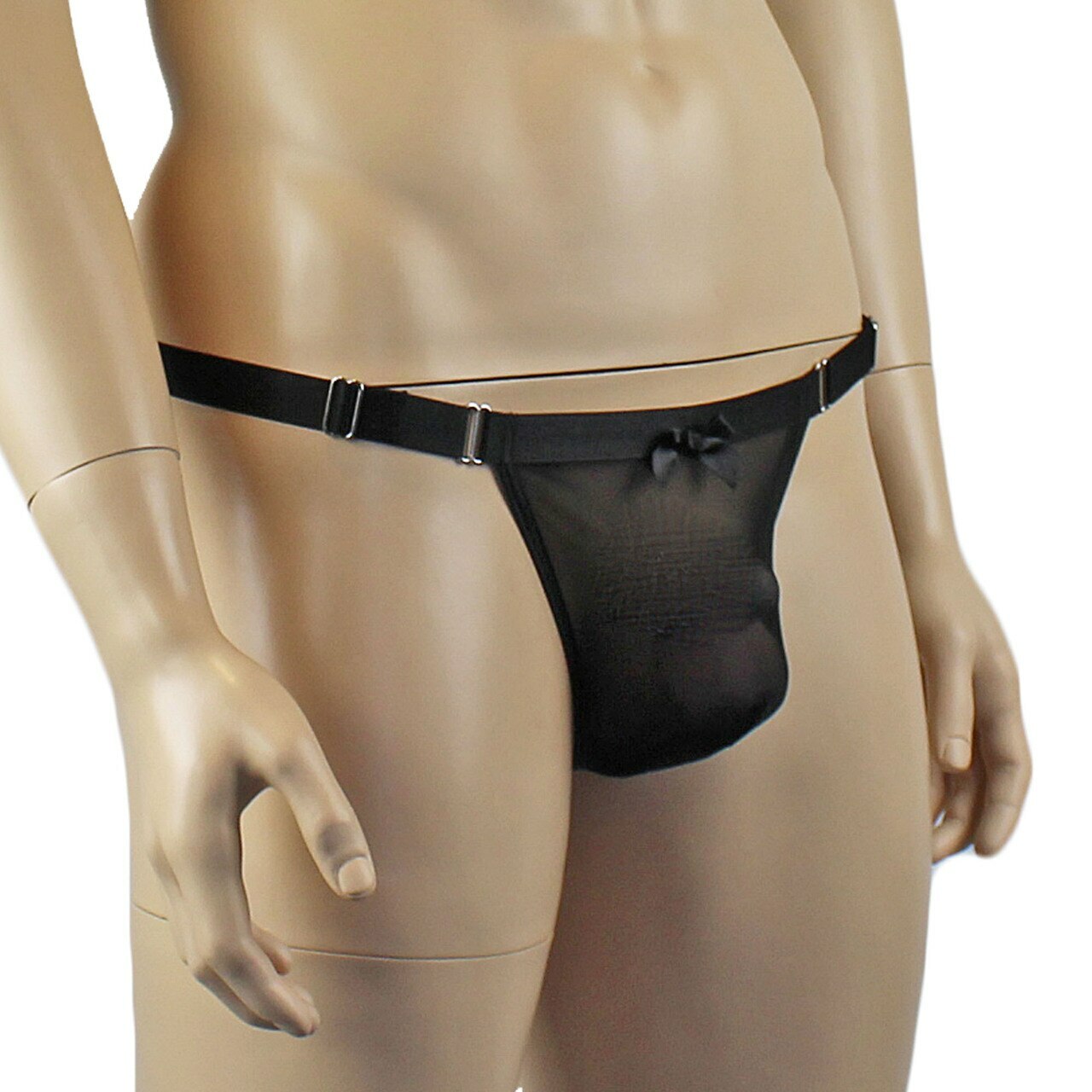 Mens Exotic Mesh Jockstrap with Adjustable Waist Strap Black