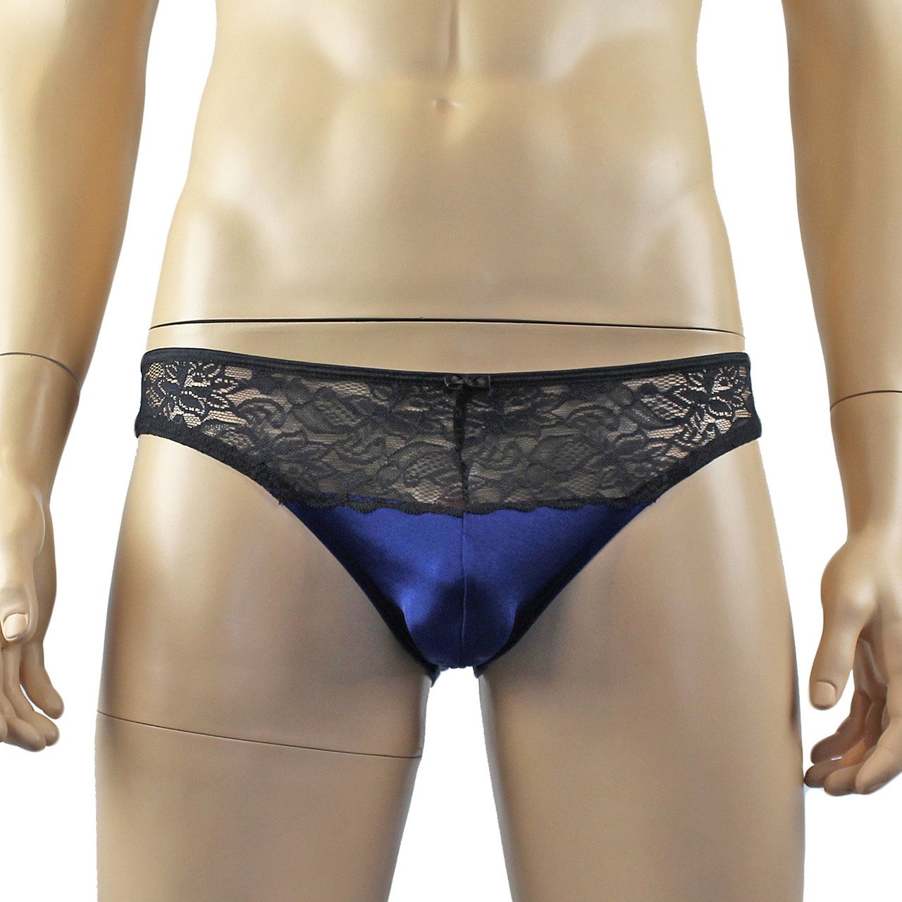 Mens Lace & Spandex OPEN BACK Capri Brief, Male Panties (navy plus other colours)