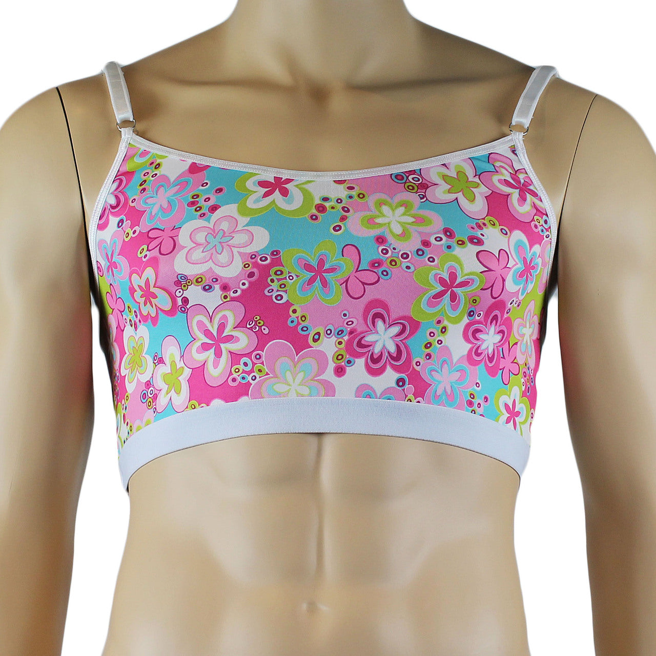 Male Hippie Flower Print Crop Top Camisole with Band