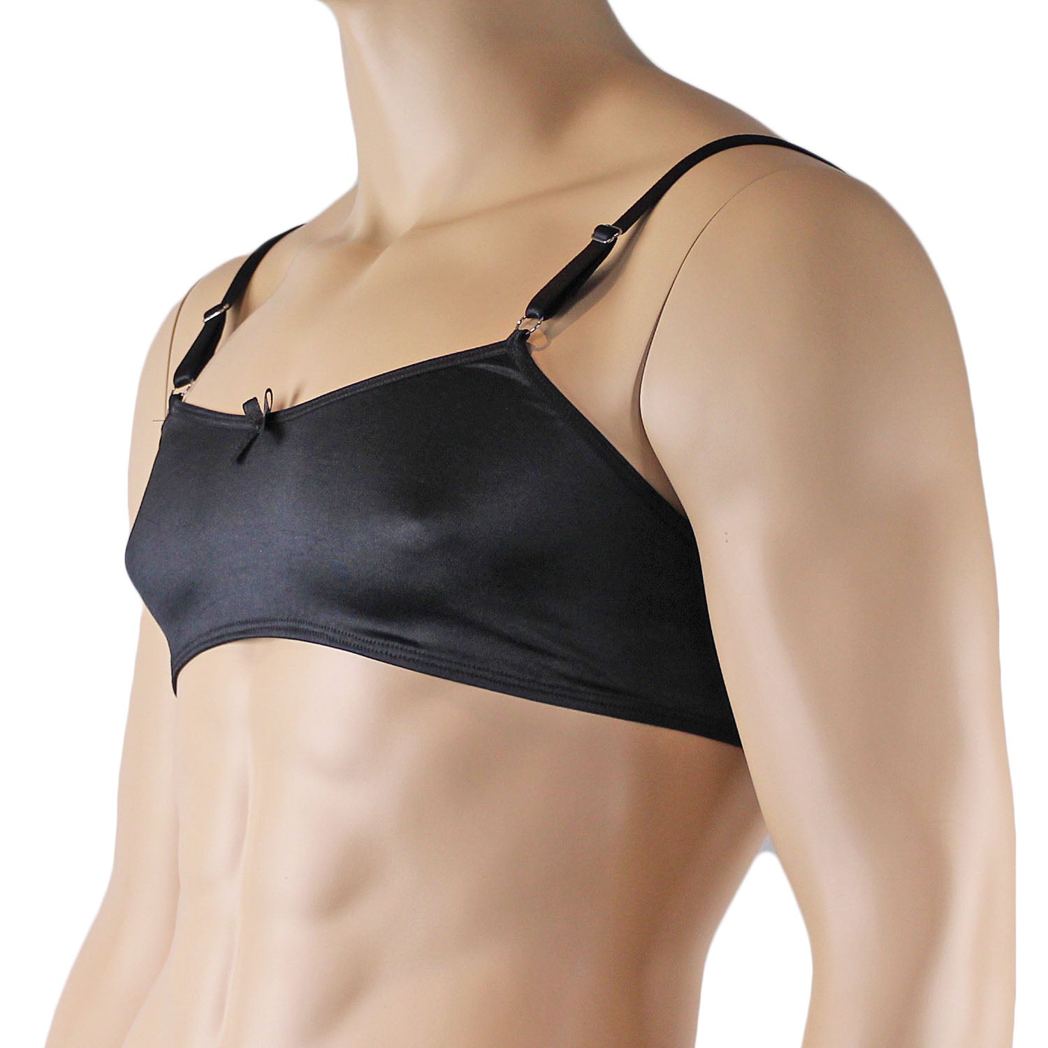 Mens Jenny Shiny Spandex Bra Top with Adjustable Straps Black or White